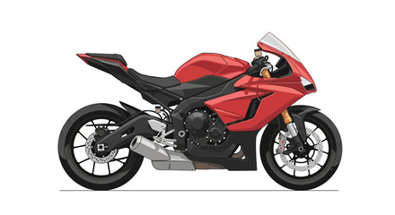 Detailed illustration of a sleek, powerful red sport motorcycle design