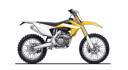 Fototapeta premium Detailed vector illustration of a yellow and white modern motocross bike