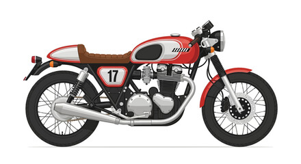Obraz premium Detailed vector illustration of a red and white cafe racer motorcycle