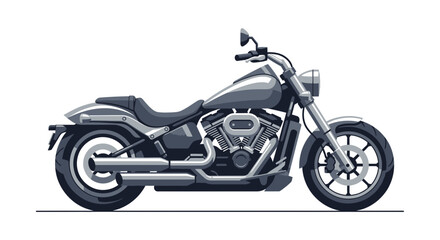 Obraz premium Illustration of a stylish cruiser motorcycle in grey tones on white
