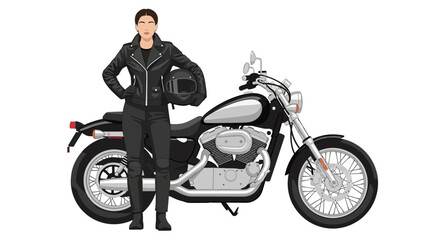 Sleek motorcycle with rider in leather jacket for lifestyle visuals