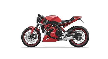 Obraz premium Stylized red motorbike illustration with meticulous detailing and shadows