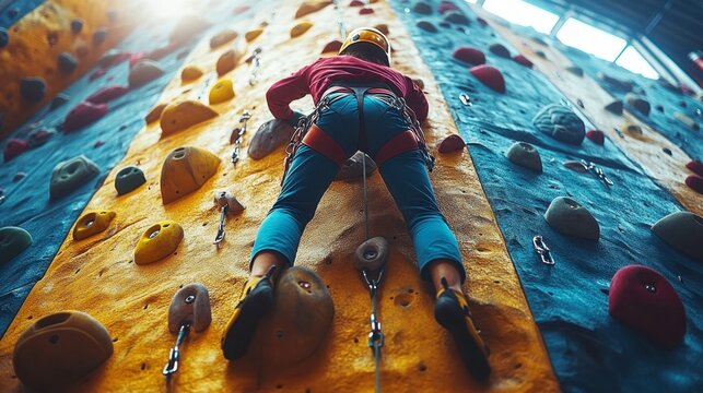 Indoor Climbing Wall Adventure with Focus on Climber's Techniques