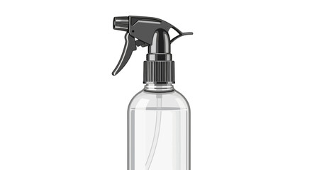 A gray spray bottle with liquid inside for cleaning on a plain background