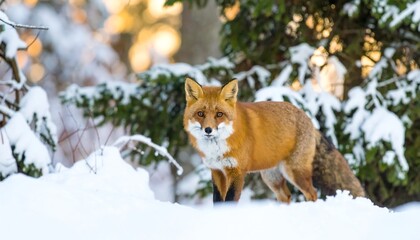Obraz premium Red fox in winter forest