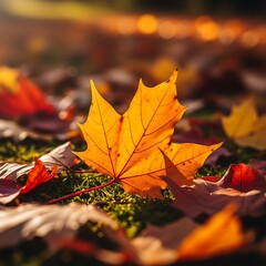 Autumn Maple Leaf on the Ground.