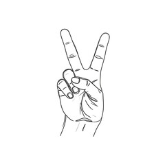Hand making victory sign