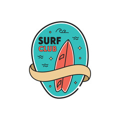 Surf Club Logo: A Vibrant Emblem of Beach and Surfing Culture.