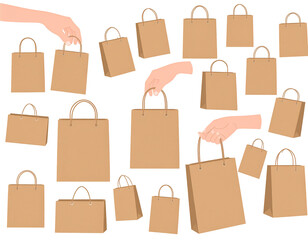 Shopping Bags Graphic Pattern with Hands Holding
