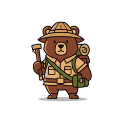 Cartoon Bear Explorer Illustration.