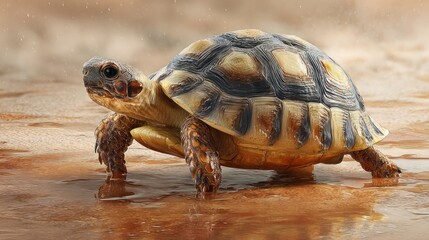 Fototapeta premium Tortoise on sandy ground