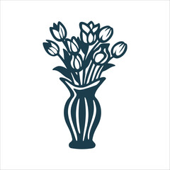 Elegant Tulip Bouquet in Vase, Minimalist Design Mothers Day Tulip bouquet in a vase soft curves elegant