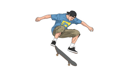 Fototapeta premium Dynamic skateboarding scene showcasing a skilled skater in mid-air trick