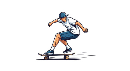 Obraz premium Skateboarder performing a trick in dynamic pose cartoon style vector art