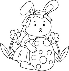 Easter Outline Coloring Page for Kid Printable
