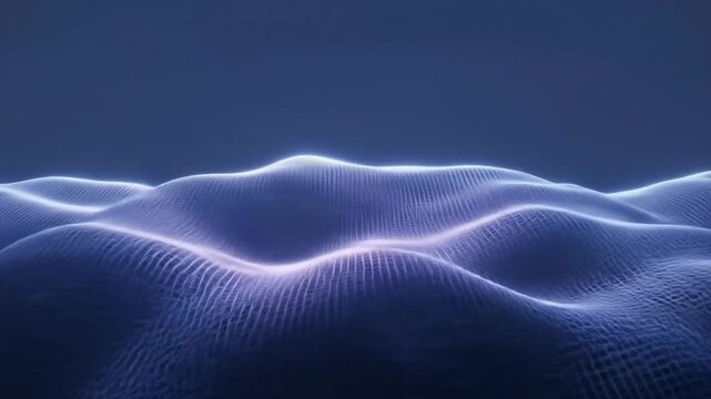 Abstract Surface Waving with Glowing Grid Lines Animation