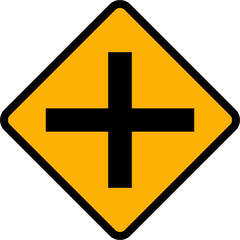 four-way intersection road sign vector