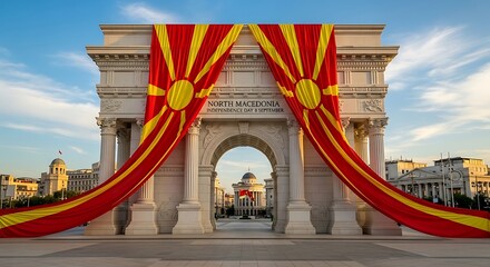 North Macedonia Independence Day Celebration with Abstract Geometric Design and Vibrant Colors