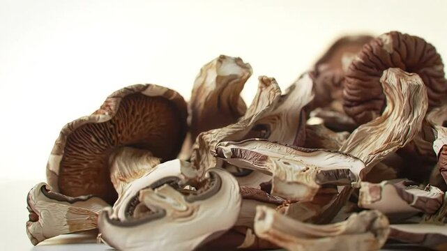 Fresh raw mushrooms close-up studio shot