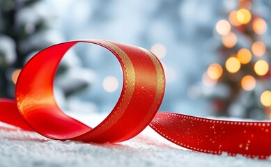 Vintage Ribbon and Festive Tree Background