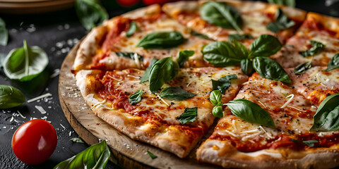 Basil-Topped Pizza with Cherry Tomatoes
