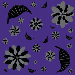Floral pattern on a deep purple background. Rich and dramatic, great for fashion, wallpapers, and bold packaging.