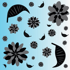 Airy floral pattern with a soft sky blue gradient background. Perfect for modern wallpapers and textile prints.