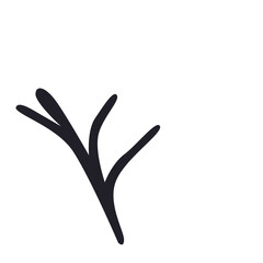 Obraz premium Minimal 2D flat illustration of a simple black tree branch on a white background, abstract decorative vector element for design projects. 