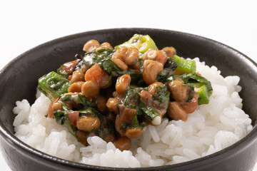 梅しそ　納豆　塩昆布あえ　ご飯