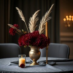 Luxury Event Centerpiece - Elegant Vase of Red Flowers