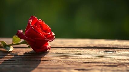 Romantic Rose by Wooden Slat - Sunset Background