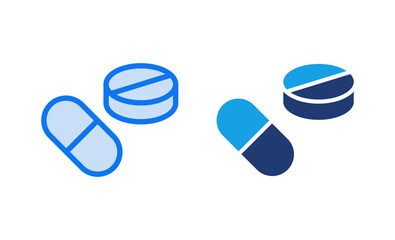 Pills icon vector illustration. capsule icon. Drug sign and symbol