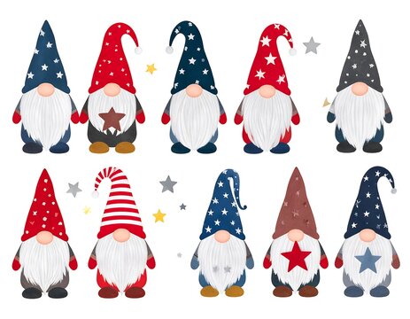 Festive gnomes in patriotic colors