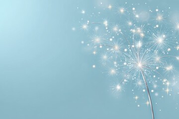 Sparkling dandelion on a light teal background