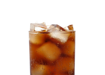 A cold glass of cola with ice in a glass