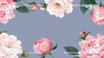 Elegant Floral Frame with Pink and White Peonies Perfect for Invitations, Cards, and More