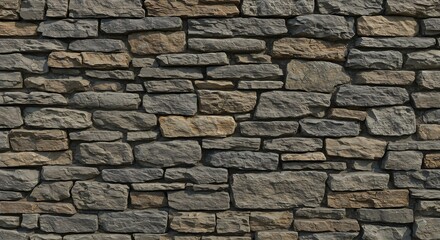 Obraz premium A closeup of a stone wall Gray and tan colored stones are tightly fitted together