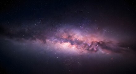 Fototapeta premium Stunning Cosmic Landscape: A Panoramic View of the Night Sky with Stars and Galaxies