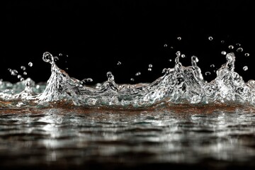 Water splash close-up on dark background