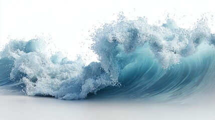 A vibrant blue ocean wave with foamy crest showing dynamic motion and water spray in a natural setting.
