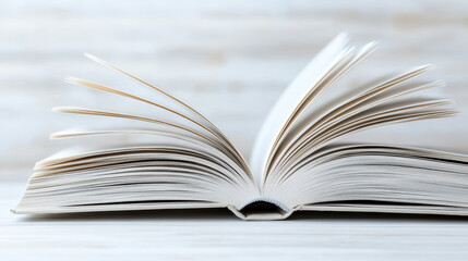 Fototapeta premium Open book with pages turning gently in breeze, creating serene atmosphere