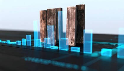 Wooden bars with digital data