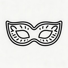 Flat black & white outline of a festival mask