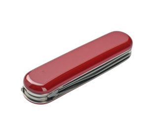 Closed Swiss Army Pocket Knife, Front View, Isolated on White Background PNG