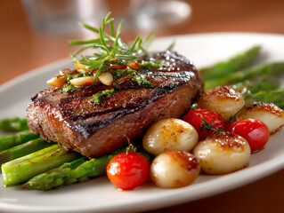 rosemary garlic steak with a glossy exterior and moist interior