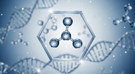 Molecular Structure in Hexagon Frame with DNA Strands, Science Concept