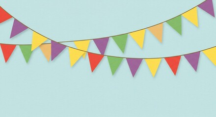 カラフルな三角旗の飾り付け