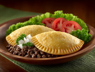 empanadas with a savory meat filling, golden brown and flaky,