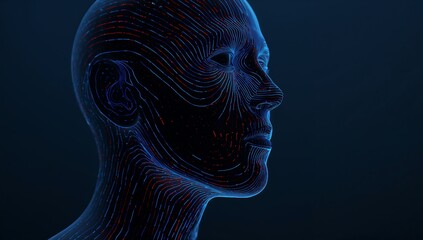 Obraz premium Artificial intelligence human head digital mind technology concept