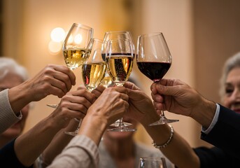 祝杯を挙げる人たち